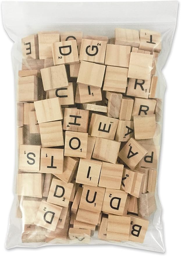 200 Pcs Scrabble Letters - 2 Complete Sets 200 Pcs in 1 Pack - Wood Tiles - Great for Crafts, Letter Tiles, Spelling by Clever Delights