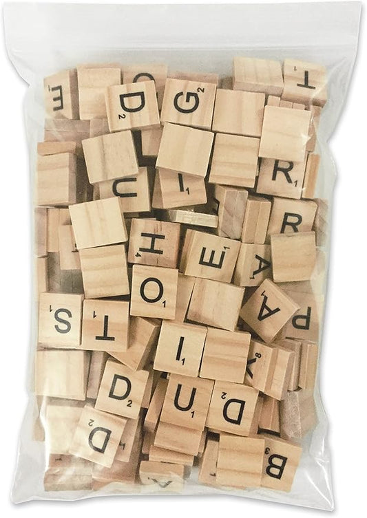 200 Pcs Scrabble Letters - 2 Complete Sets 200 Pcs in 1 Pack - Wood Tiles - Great for Crafts, Letter Tiles, Spelling by Clever Delights
