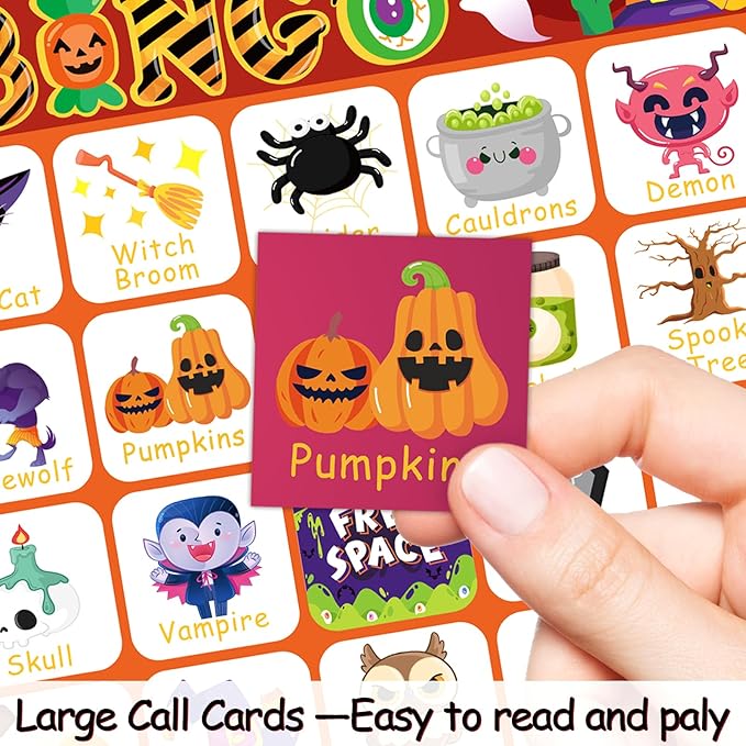 Halloween Bingo Game 24 Players Halloween Bingo Cards, Halloween Party Games for Kids Adults Family Activity, Halloween Party Supplies Kids Bingo