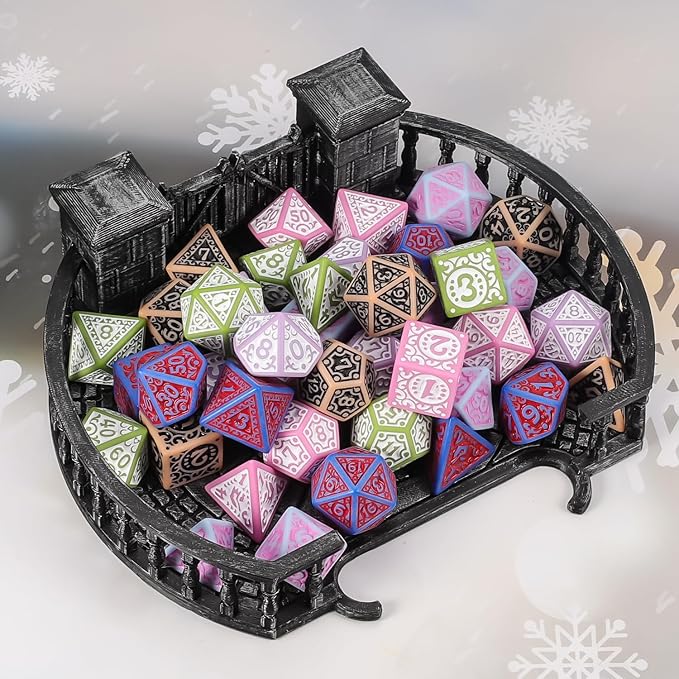CiaraQ DND Polyhedral Dice Set (42pcs) with A Gold Pattern Drawstring Bag for Dungeons and Dragons RPG MTG Table Games. 6 Sets Fantasy Role Playing Dice Set