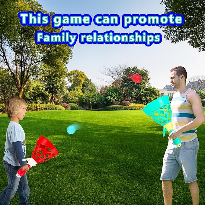 Outdoor Indoor Games Activities for Kids, Pop and Catch Ball Family Games with 2 Launcher Baskets and 10 Balls, Basket Stuffers Birthday Party Gifts Toys for Kids Ages 3 4 5 6 7 8 12+ Years Old