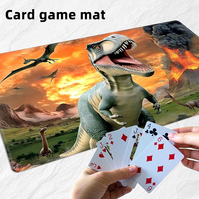 for MTG Playmat with Storage Bags, Card Playmat for TCG Card Playing Game,Rollable & Foldable for PTCG and Board Game Mat for Cards,Non-Slip Dinosaur Desk Mat for Home Office