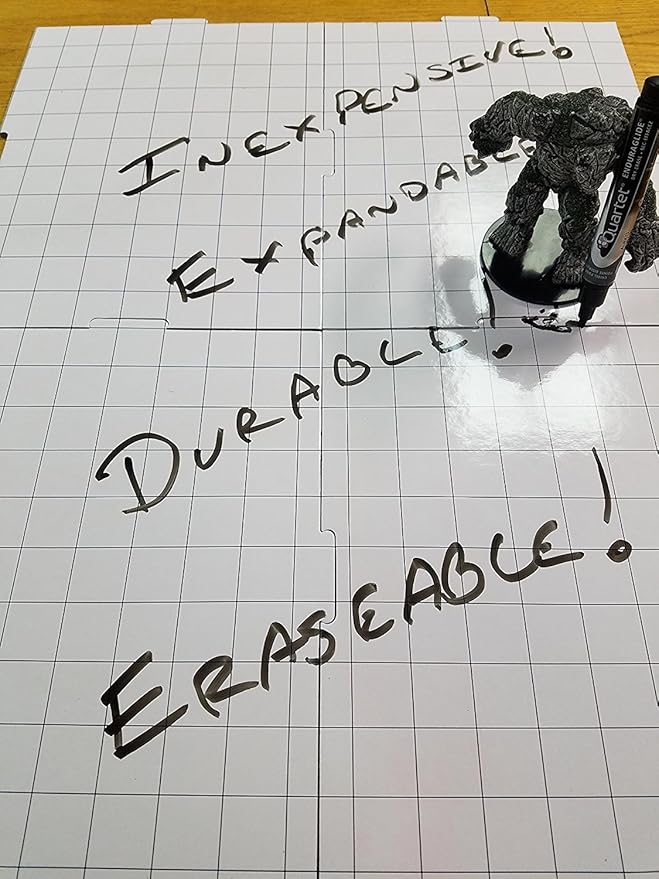 4 Pack Gaming Paper Wet/Dry Erase Tiles 1" Grid