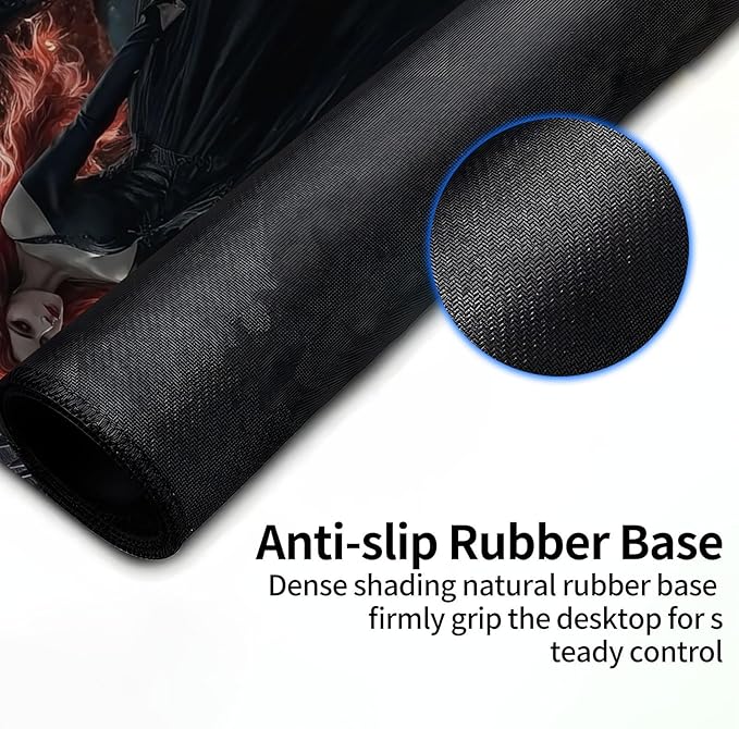 for MTG Playmat for Trading Card Games, Non-Slip Rubber Smooth Surface with Stitched Edges, Durable Desk Pad for Card Games, Custom Anime Playmat, Red Haired Woman Dragon