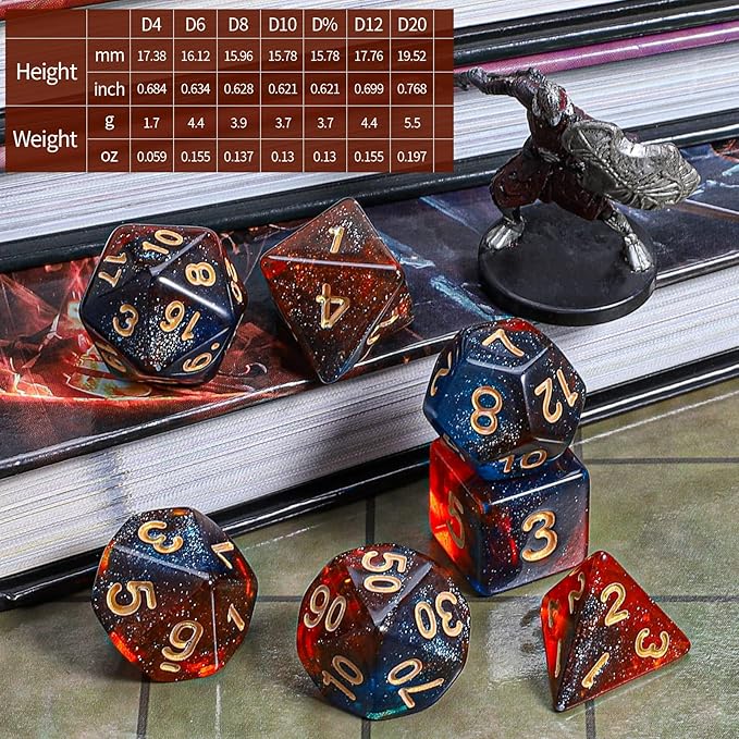 CiaraQ DND Polyhedral Dice Set with a Black Dice Bag for D&D RPG MTG Role Playing Table Games