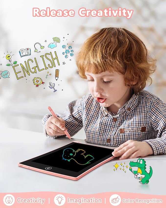 KOKODI 2 Pack 10 Inch LCD Writing Tablet for Kids, Colorful Doodle Board, Erasable Toddler Drawing Pad, Educational Learning Toys Birthday Gifts for Boys Girls Ages 3 4 5 6 7 8 (Blue & Pink)