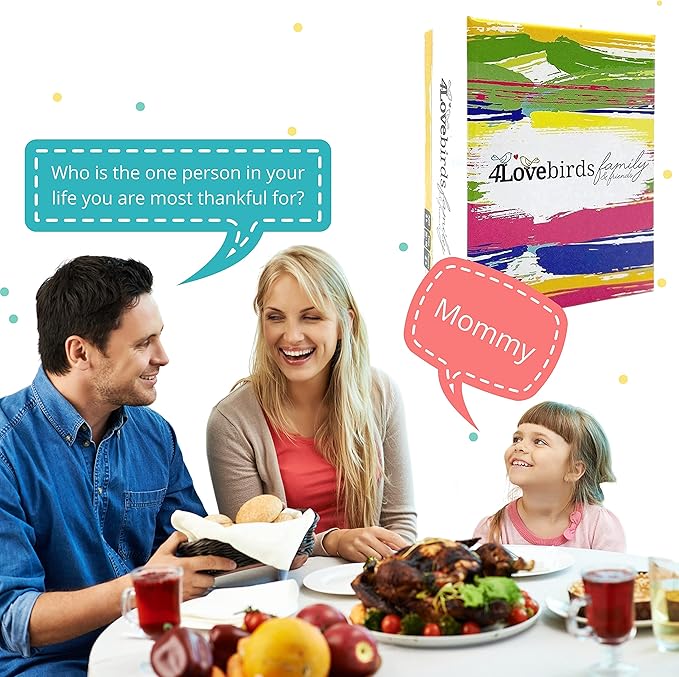 4LOVEBIRDS Fun Family Game Night: 100 Conversation Starters for Friends & Family - Break Routine, Perfect for Car Travel, Road Trips & Dinner Table