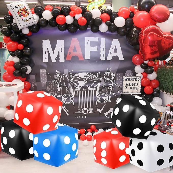 4 Pieces Jumbo Inflatable Dice 12.6 Inch Large Inflatable Dice Fun Game Toy for Indoor Outdoor Lawn Swimming Pool Party Favor Board Game Decoration (White, Black, Blue, Red)