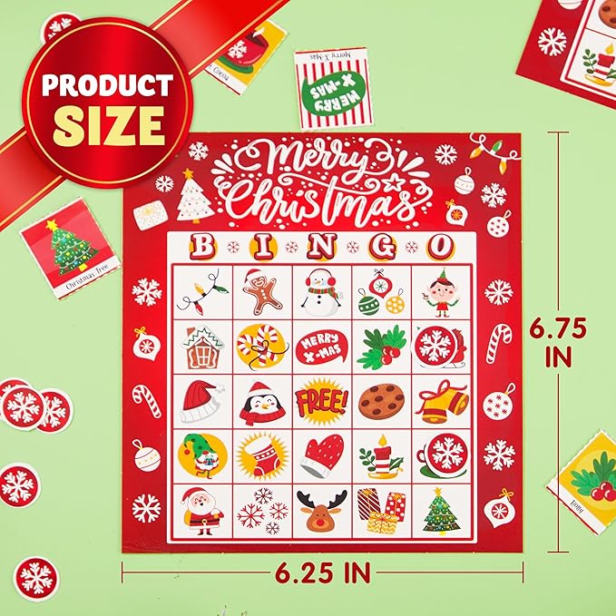 JOYIN 28 Players Christmas Bingo Card Games Set for Kids Xmas Party Board Games, Winter Bingo Card, School Classroom Charades Games, Party Supplies, Family Group Activity