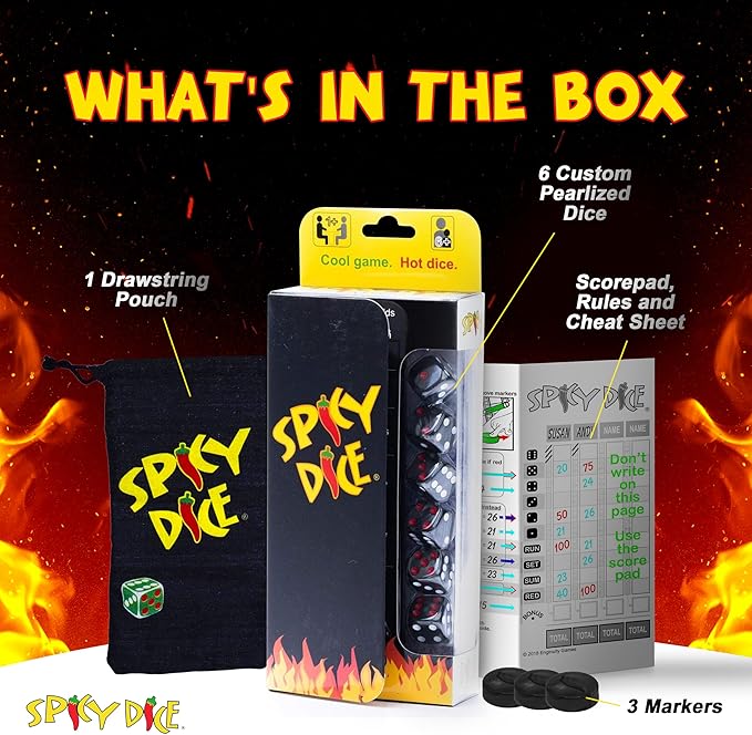 Charcoal: The Ultimate Family Dice Game – Pearlized Colored Dice with Cheat Sheet and Silkscreened Pouch for Strategic Fun and Unforgettable Game Night Excitement!