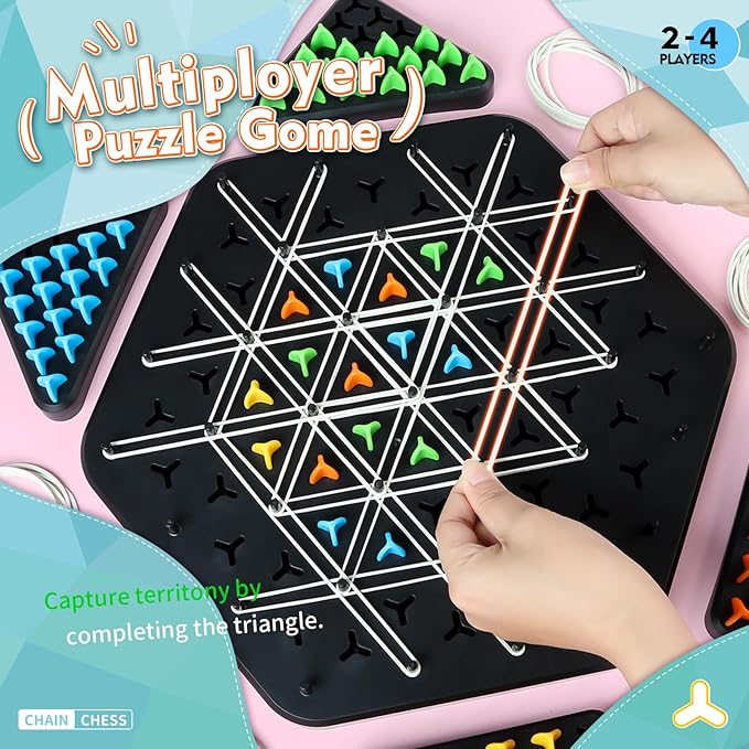 Large Size Chain Triangle Chess Game, Triggle Game, Board Game for Family Game Night - Family Board Games for Kids and Adults - 2-4 Players - Ages 3 Years and Up