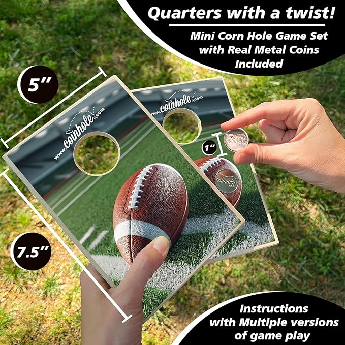 Desktop Coin Bouncing Party Set | Tabletop Cornhole Board | Small Travel Game Includes Coins