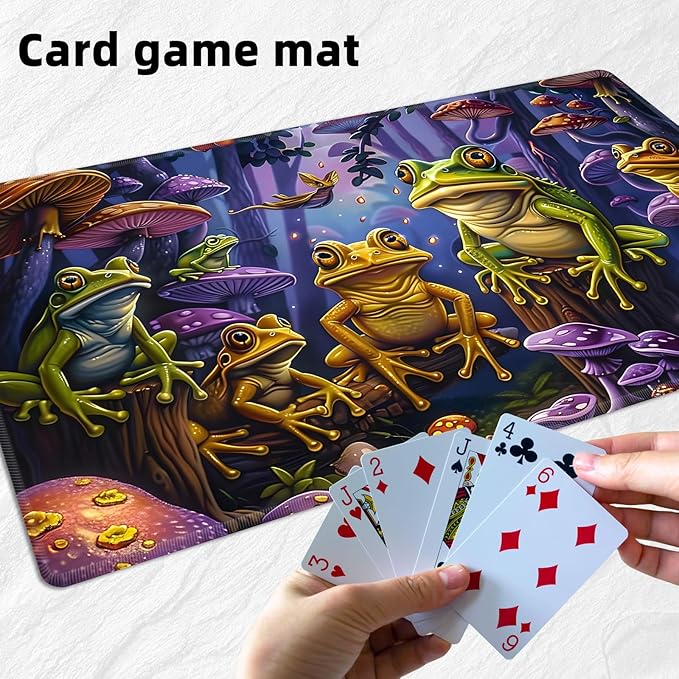 for MTG Playmat with Storage Bag, for TCG Playmat and Playing Card Mat for Magic Board Games, Non-Slip Frog Desk Mat, Stitched Edges Game Mat, Rollable & Foldable Card Playmat