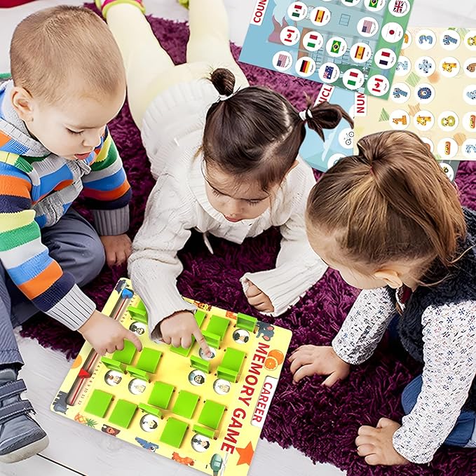 COVTOY Matching Memory Game, Wooden Educational Board Game Travel Toy for Kids Age 3 4 5 6 7 8 Year Old Birthday Gifts for Boys Girls