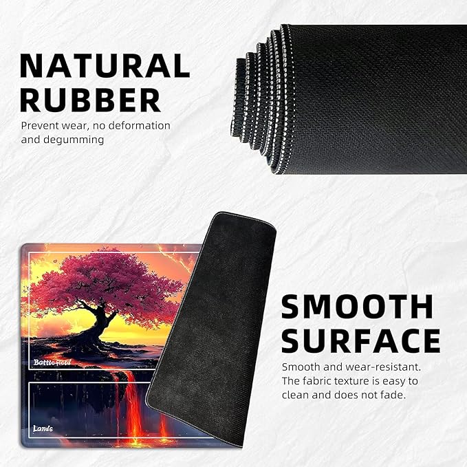 for MTG Playmat with Zones Storage Bag,for TCG Playmat and Playing Card Mat for Magic Board Games, Cherry Tree Non Slip Stitched Edges Game Mat, Rollable Foldable Card Playmats