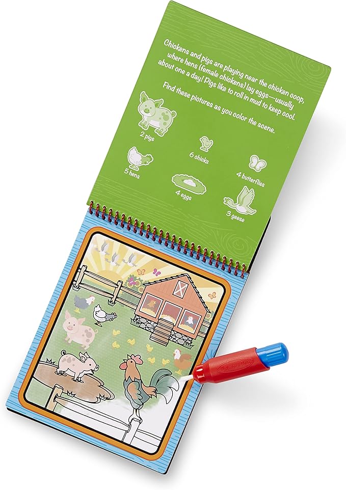 Melissa & Doug Water Wow! On The Farm - Stocking Stuffers, Children's Paint , Activity Books For Toddlers And Kids Ages 3+