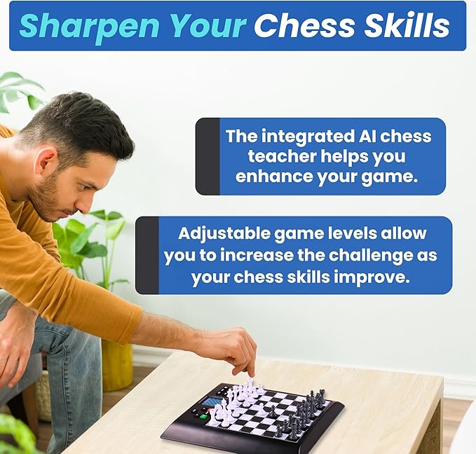 Millennium ChessGenius - Advanced Electronic Chess Board with Customizable Difficulty - Ideal for Beginners to Advanced Players - Magnetic Pieces - Smart Chess Computer - AI Chess Teacher and Trainer