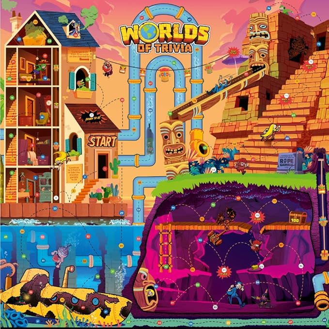 Worlds of Trivia - Family Board Game - 2 to 4 Adult & Teen Players - Fun Facts & General Knowledge