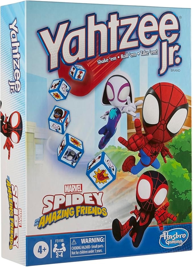 Hasbro Gaming Spidey and His Amazing Friends Yahtzee Jr.Marvel Edition Board Game for Kids, Ages 4 and Up (Amazon Exclusive)