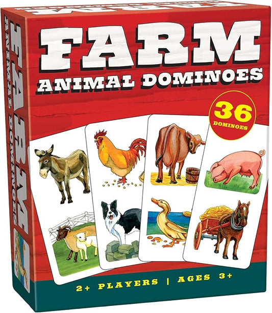 Farm Animal Dominoes - Outset Media, Classic Matching Card Game, No Reading Required, Childen & Preschoolers, Ages 3+