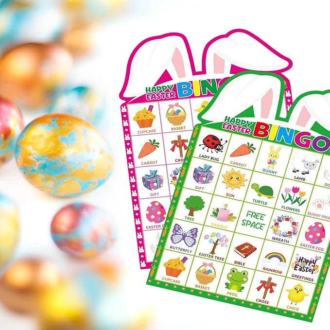 Fancy Land Easter Bingo Game for Kids 24 Players Die-Cut Party Supplies Classroom Party Activities Game