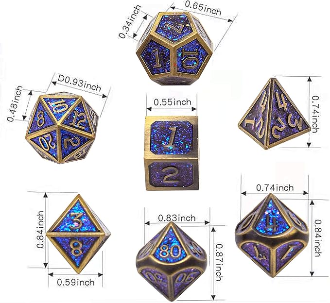 Metal Dice Set D&D Dragon and Dungeon Polyhedral Metal Dice, Punk Style Role-Play RPG Explorer MTG Pioneer Game DND Dice Set (7 Pieces)