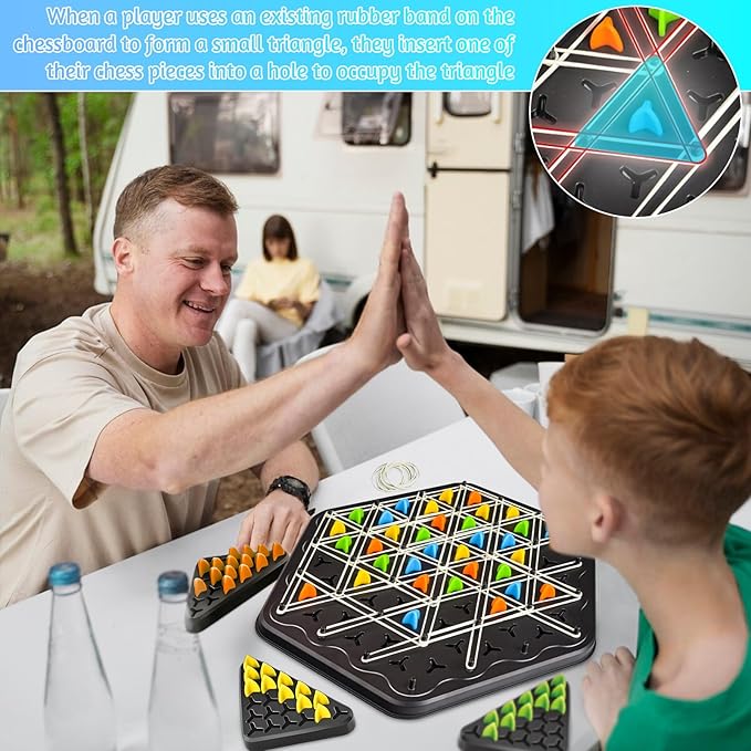 Triangle Chess Game, Geometric Chess Game, Innovative Rubber Board Game Portable Travel-Friendly Fun for Kids and Adults for Family Game Nights, 2 to 4 Players