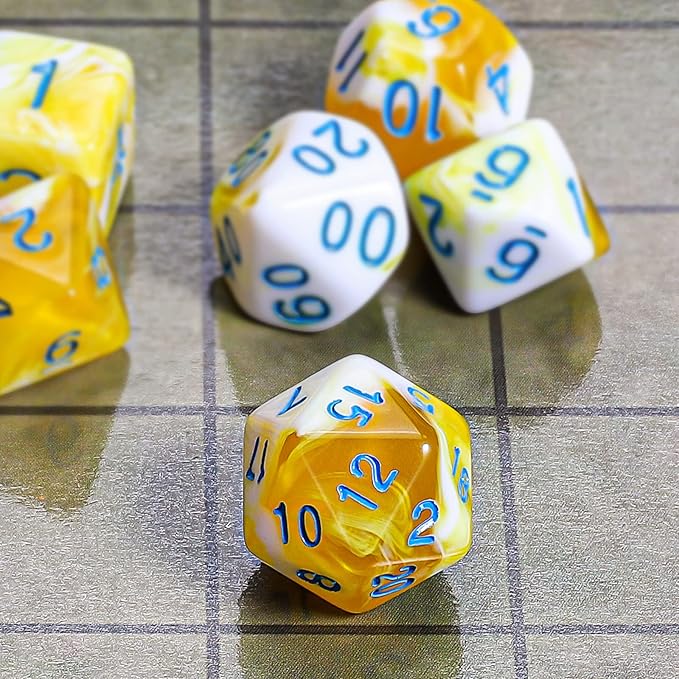 CiaraQ DND Polyhedral Dice Set with a Black Dice Bag for D&D RPG MTG Role Playing Table Games
