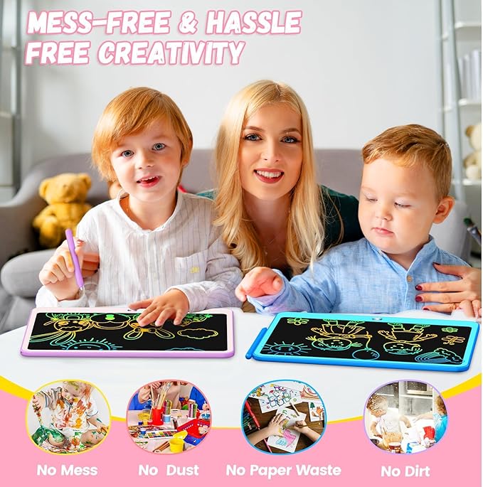 KOKODI LCD Writing Tablet, 12 Inch Colorful Toddler Doodle Board Drawing Tablet, Erasable Reusable Electronic Drawing Pads, Educational and Learning Toy for 3-6 Years Old Boy and Girls