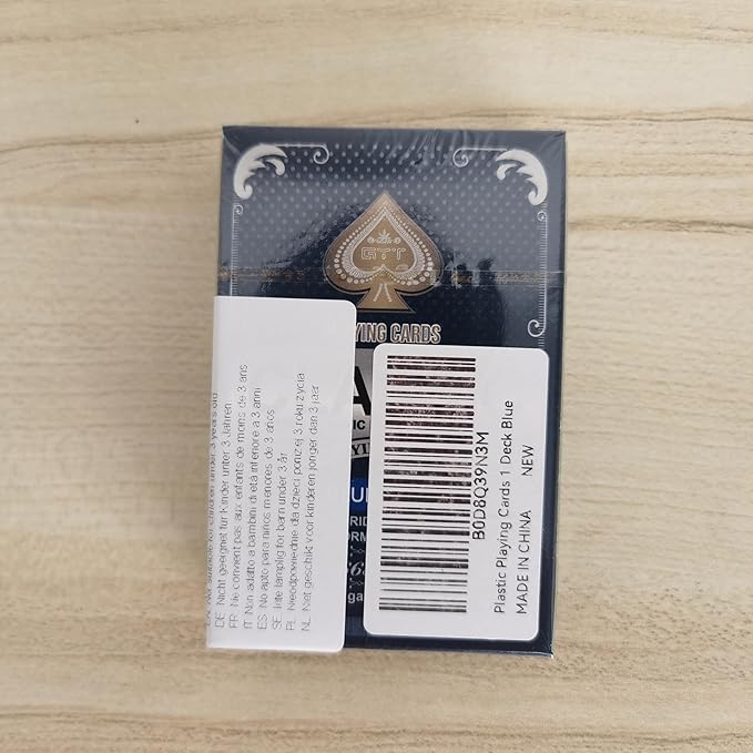 Waterproof Playing Cards, Premium Plastic Playing Cards, Deck of Cards, Poker Cards Games Waterproof Cards for Camping Games, Standard Index Card for Blackjack Bridge Card Games, 1 Deck, Blue