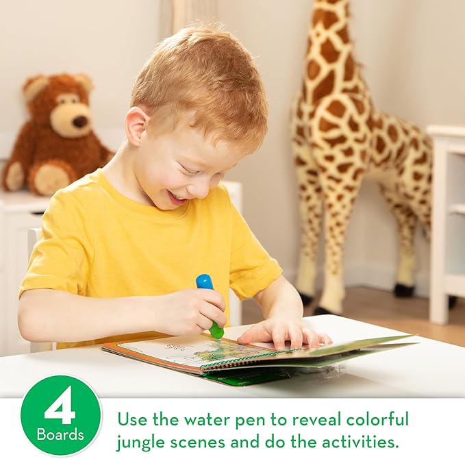 Melissa & Doug On The Go Water Wow! Reusable Water-Reveal Coloring Activity Pad – Jungle - Party Favors, Stocking Stuffers, Travel Toys For Toddlers, Mess Free Coloring Books For Kids Ages 3+