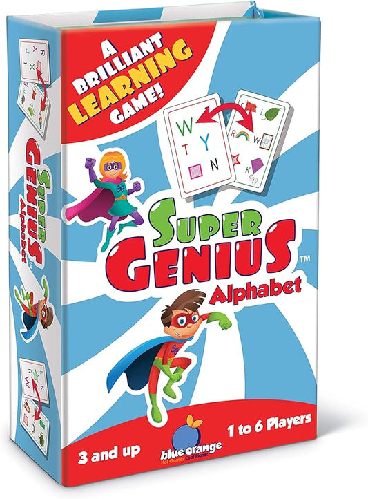 Super Genius Alphabet - Tabletop Card Game, Fun Flash Card Concentration Matching Game for Kids, Ages 3+, 1-6 Players, Teacher Approved, Learn Your ABCs, by Blue Orange Games