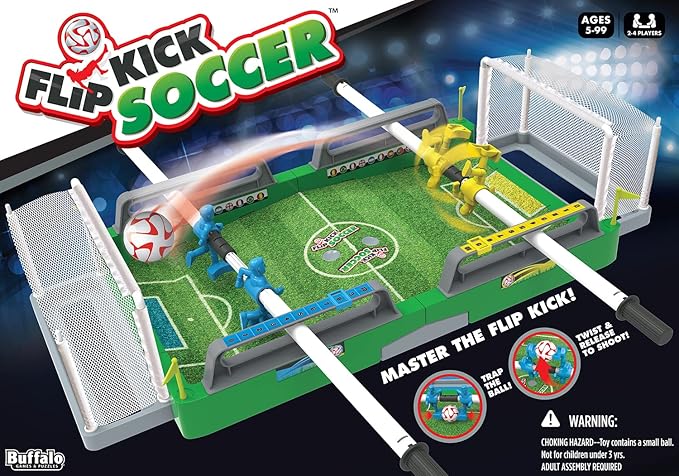 Buffalo Games - Flip Kick Soccer - Fast Paced Dexterity Game - Spinning Soccer Head to Head - Great for Family Game Night - Ages 5 and Up