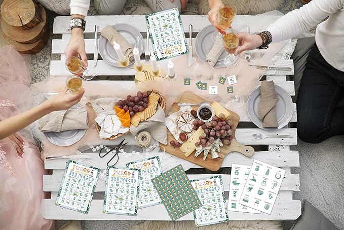 Jungle Animal Bingo Cards, Safari Baby Shower Bingo Game for 24 Players, Gender Reveal Party Games, Family Friends Activities, Baby Shower Party Favors Supplies Decorations(04)