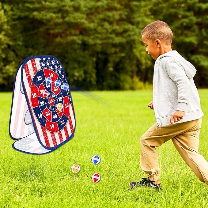 Bean Bag Toss Game for Kids 3 in 1 Carnival Cornhole Game Set,Sticky Ball Toss,Tic Tac Toe,Toddlers Outdoor Lawn Toys for Family Activities Gifts for 3 4 5 6 Year Old Boys Birthday Christmas