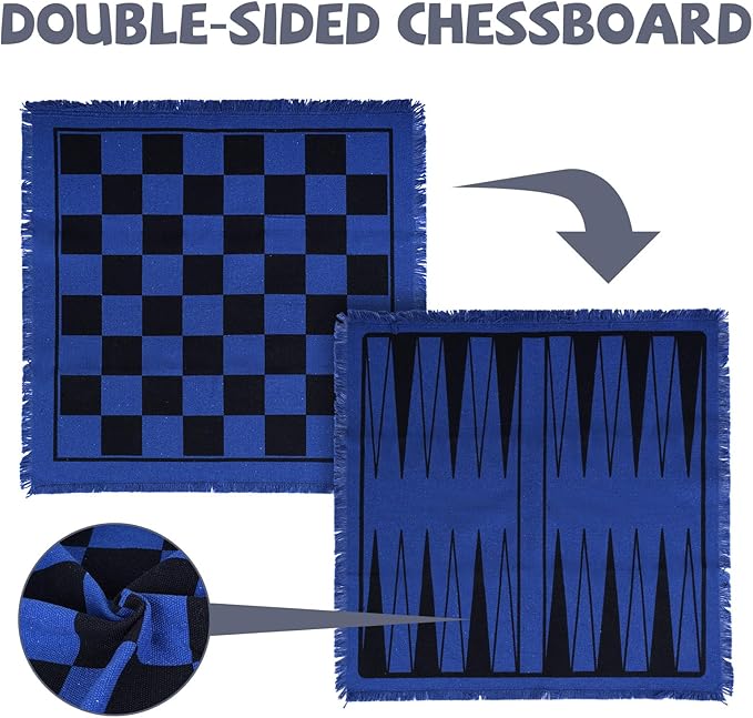 2-in-1 Vintage Giant Backgammon Game and Checkers– 26" Outdoor Yard Board Game with 30 Wooden Checkers & 5 Dice – Jumbo Backgammon Set Backyard Game for Family Lawn Games, Outdoor & Indoor Play