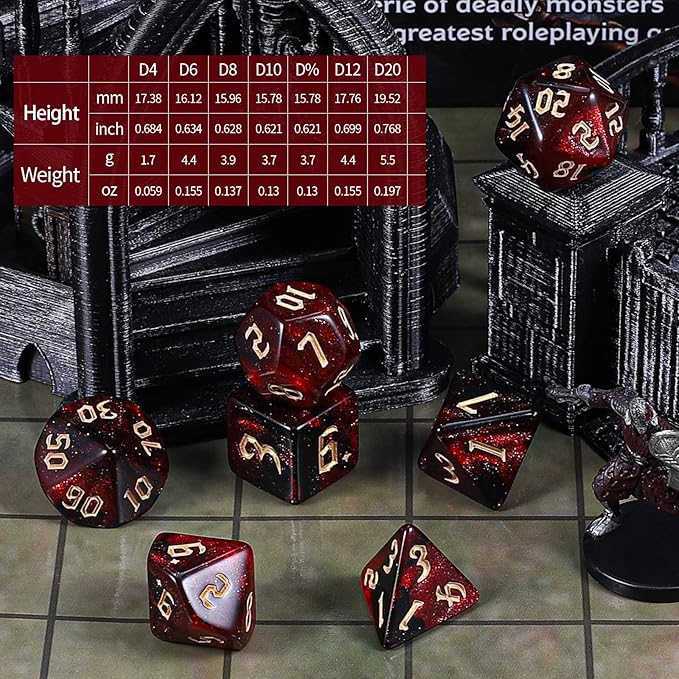 CiaraQ DND Dice Set - 26 x 7 (182pcs) Polyhedral Dice for Dungeons and Dragons D&D RPG MTG Role Playing Table Games, with a Large Flannel Bag