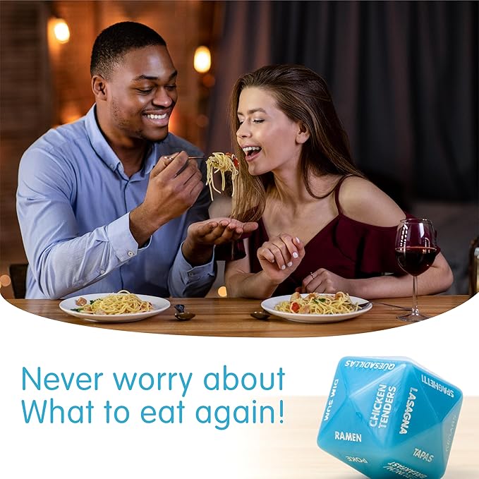 Dinner Dice Version 2- for Couples Takeout Date Night Ideas 2"x2"x2" Decision Dice in Blue
