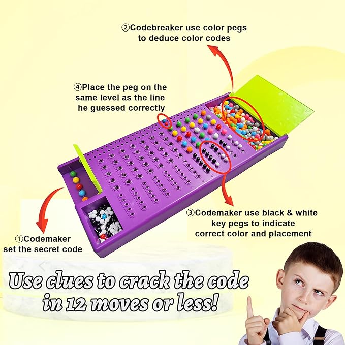 KIDAMI Code Breaker Board Game, Classic Codebreaking Codename Original Travel Board Game, Brain Puzzle Play Set - 2 Player Battle of Famliy Game, STEM Development Toys for Kids & Adults
