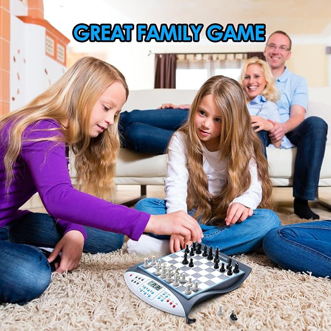 Electronic Chess Set with Voice Teaching System, Magnetic Computer Chess Game, Great Partner for Beginners & Improving Players, Electronic Chess Board Grows Your Chess Skills