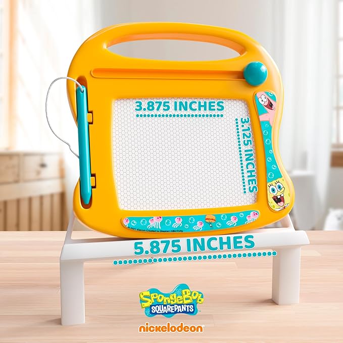 Spongebob Squarepants Magnetic Board for Kids, Erasable Toddler Drawing Pad, Magic Sketcher, Sketch & Doodle Travel Toy, Orange