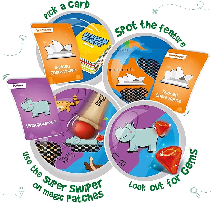 Imagimake Mapology Hidden Quest World Map Board Game | Magical Swipe & Reveal | Educational Toys for Ages 5-7 & 8-12 | Boys & Girls Toys Age 6-8 | Gifts for 10-Year-Old Boys
