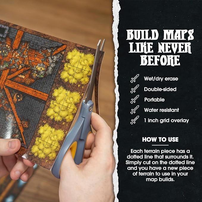 Dungeon Craft Hell & Highwater Board Game, Loose Leaf Inside a Custom Box, Water Resistant, Dry Erase by 1985 Games
