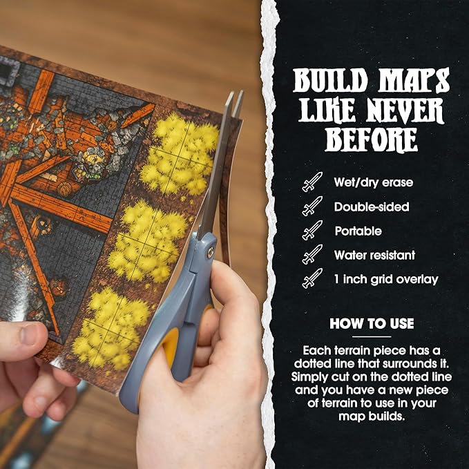 Dungeon Craft Hell & Highwater Board Game, Loose Leaf Inside a Custom Box, Water Resistant, Dry Erase by 1985 Games