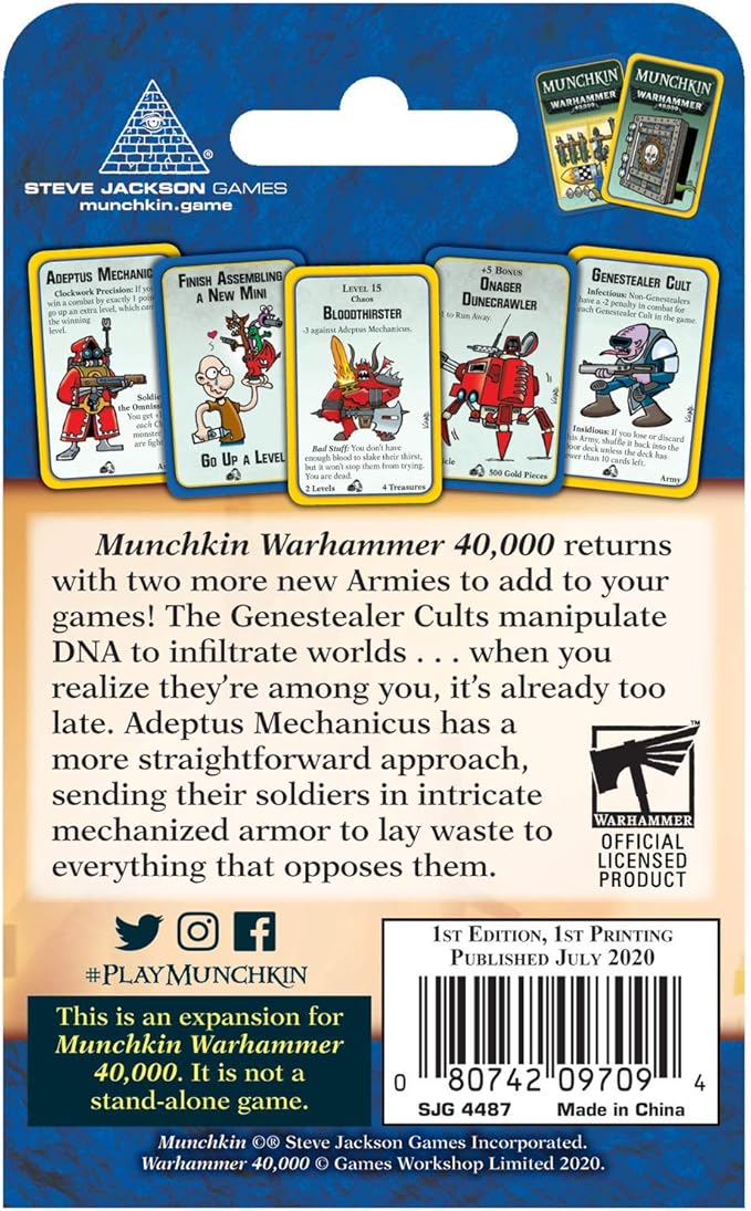 Steve Jackson Games Munchkin Warhammer 40,000: Cults and Cogs Card Game (Expansion) | 112 Cards | Adult, Kids, & Family | Fantasy Adventure RPG | Ages 10+ | 3-6 Players | Avg Play Time 120 Min