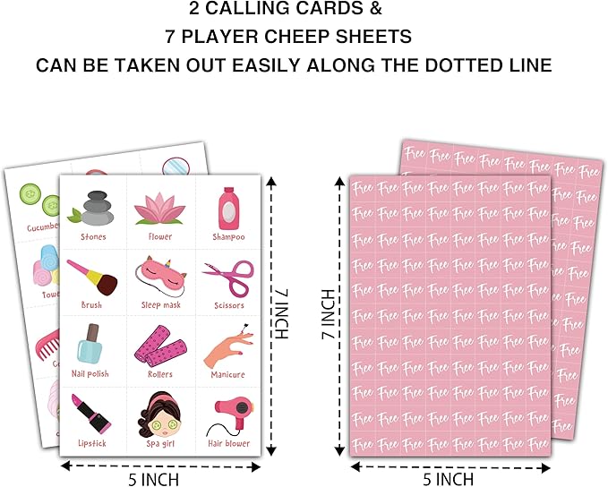 Spa Bingo Cards, Beauty Themed Bingo Games for 24 Players, Spa Games for Family Friends Large Group Activities, Sleepover Party Favors Supplies Decorations(23)