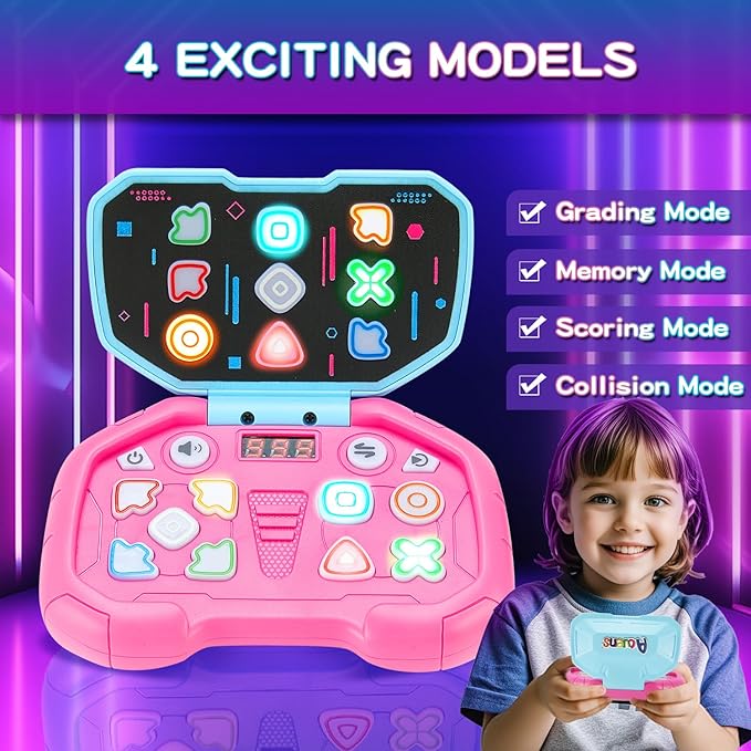 Handheld Dance Game,4 Mode,999 Level,Sensory Toys,Fast Puzzle Game,ADHD,Pop Fidget Toys for Kids Age 6-12,Birthday Gifts for Girls and Boys (Pink)