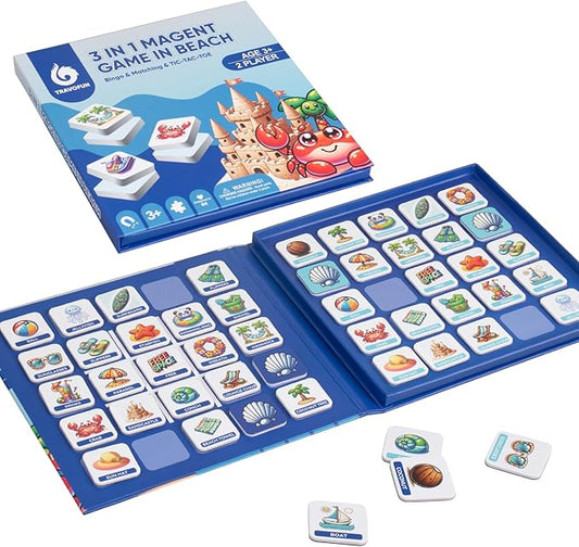 Magnetic Memory Matching Games for Toddlers Ages 3+, Travel Games for Kids, Fun Educational Toys for Beach Vacation & Road Trips.