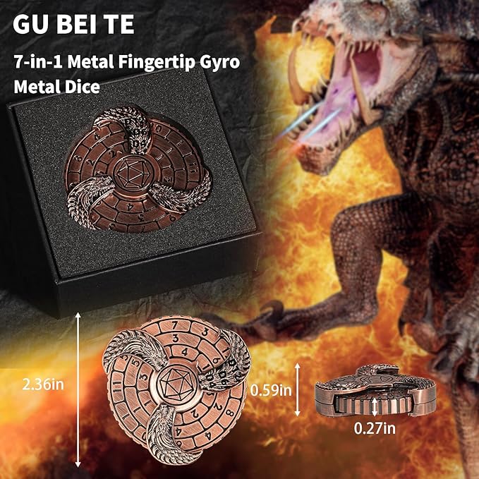 7-in-1 Fingertip Gyro Roulette DND Dice, Metal Dice Set with Gift Box for Roleplaying Games Dungeons and Dragons RPG MTG Table Games