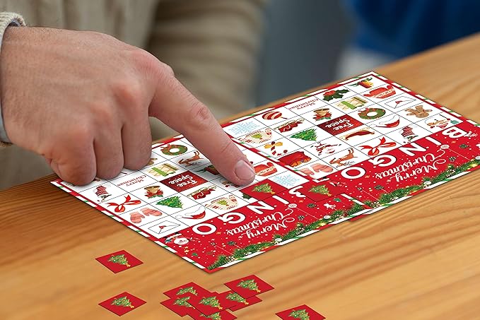 Christmas Bingo Game, Christmas Bingo Games for Family, Xmas Party Games Bingo Cards, Christmas Party, Birthday, Winter Party Favors Supplies Decorations, 24 Players Bingo Game (A07)
